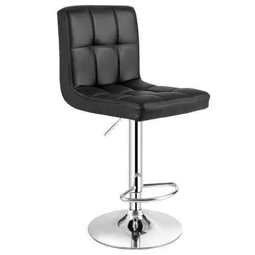 GIANTEX Tabourets de Bar Lot de 1/2, Chaise de Bar Pivotante à 360° en PU, Hauteur 65-85 CM, Base en Métal, Tabouret Ergonomique avec Dossier, Repose-Pieds...