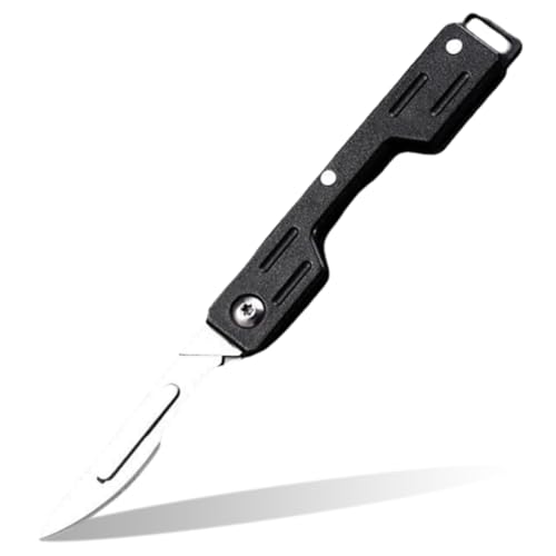 NHQZ 1 Piezas Navaja Pequeña, Mini Edc Navaja De Bolsillo, Keychain Multiusos, Pequeña Navaja Plegable De Titanio Con Orificio Para Llavero Incorporado Para Llevar Todos Los Días(Negro,B)