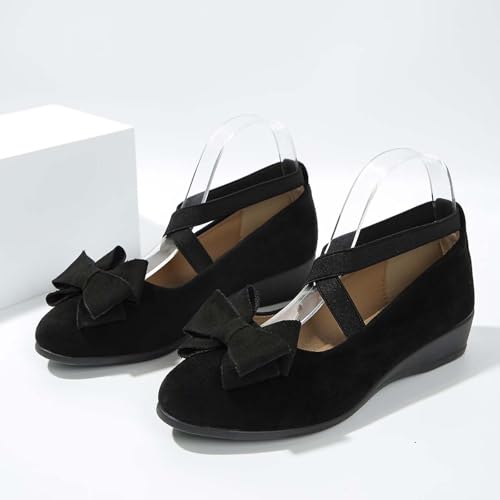 Women's Comfortable Suede Casual Shoes Low Heel Elastic Strap Slip-On Walking Footwear for Daily Wear and Outings2