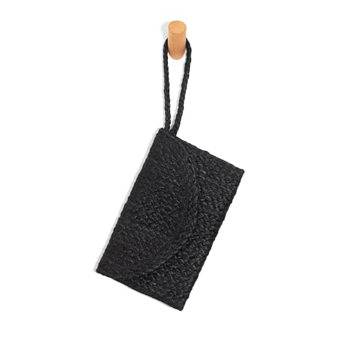 Joy Susan Women's Fashion Purse Portia Jute Clutch Wristlet Handbag - Black