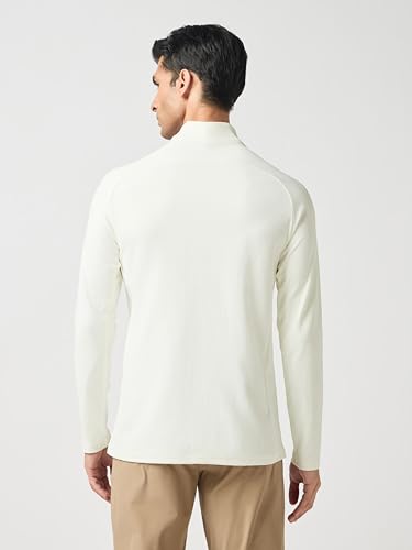Image of TECHNOSPORT Men's Solid Full Sleeve T-Shirt ELASTOPLUS Quick Dry Slim Fit Mock Neck Sports Tee for Training Layering Casual Wear UPF50+ Anti Odour