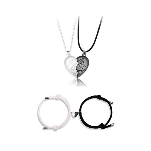 Stainless Steel His and Her Heart Lock Key Matching Puzzle Couples Pendant Necklace