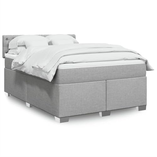 Juroupi Cama Box Spring con colchón Cama con colchon Bed Frame Estructura Cama Base Cama Tela Gris Claro 140x190 cm - 3288190