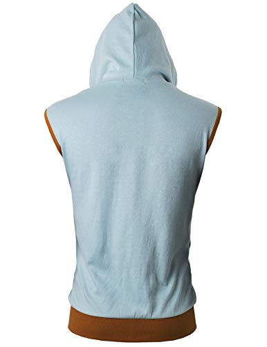 Image of Ohoo Mens Slim Fit Sleeveless Lightweight Zip Up Hooded Sweatshirt Vest Hoodie
