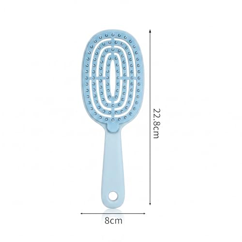 Image of Waterproof Self-Cleaning Plastic Comb Hair Detangling Brush for Curly Hair, Massage, Women's Home Use (Sky Blue)