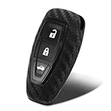 WORCAS Key Fob Case Carbon Fiber Pattern Silicone Cover Compatible with Ford C-MAX Escape Fiesta Focus Focus RS Fusion 3 Button