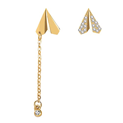 Boucles d'oreilles avion en papier asymétriques argent sterling MOCHAMIK
