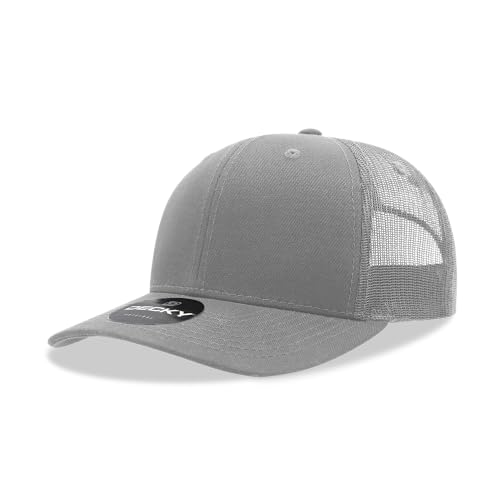 DECKY Standard 6 Panel Mid Profile Structured Cotton Blend Trucker, Gry, Grey