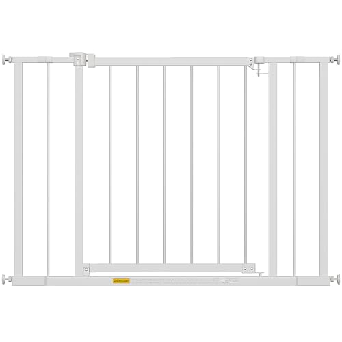 BestPet 30”Tall Dog Gate for Stairs & Doorways, Fits 28.5”-39.7” Wide Openings,Walk-Through Metal Pet Gate for Indoor Use,Adjustable Safety...