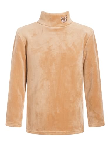 easyforever Girls Boys Velvet Turtleneck Thermal Underwear Tops Solid Color Pullover Long Sleeves T-Shirts Undershirts Brown 9-10 Years