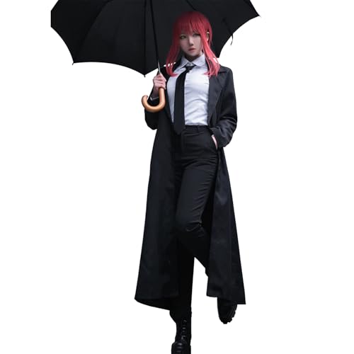 CR ROLECOS Chainsaw Man Cosplay Denji Makima Cosplay Outfit Costume Power Uniform Men Black Jacket Suit Set Halloween M