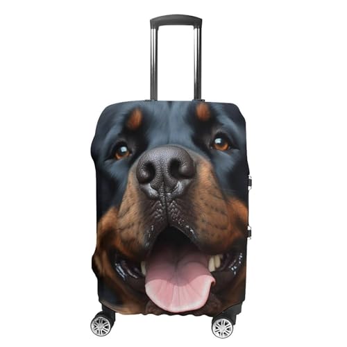 Rottweiler Dogs Tongue Head Luggage Cover, Washable Elastic Suitcase Cover Protector Fit 18-32 Inch Luggage
