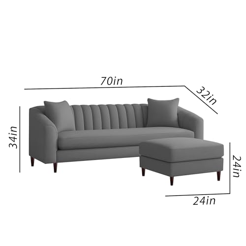Image of Casaliving Doraldo 4 Seater L Shape Convertible Sofa Set for Living Room, 3 Seater & Ottoman Modular Sectional Couch for Small Space (Dark Grey Colour) Fabric