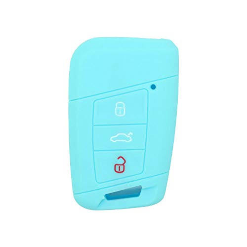 BROVACS Silicone Cover Protector Case Holder Skin Jacket Compatible with VOLKSWAGEN Passat B8 Magotan SKODA Superb A7 3 Button Smart Remote Key Fob CV9807 Light Blue - Image 2