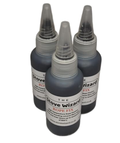 The Stove Wizard Stove Rope Adhesive Glue 150ml (3 x 50ml) Black Heat Resistant to 800C Easy Application for Log Burners Multi Fuel Stoves Pizza Ovens and Cookers