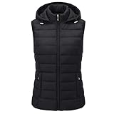 Gilet Donna in Piumino Smanicato Trapuntato - Cappuccio Rimovibile, Zip Frontale e Tasche Funzionali - Giubbotto Imbottito Leggero per Mezze Stagioni (IT, Testo, XXL, Regular, Regular, NERO-2)