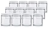 Clear Thick Glass Straight Sided Jar with White Metal Airtight Lid - 4 oz / 120 ml (12 pack) BPA Free Refillable Empty Storage Containers