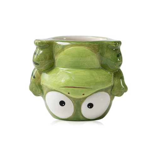 DIYOMR Cute Animal Planter Upside Down Ceramic Cartoon Succulent Pot Animals Shaped Small Flowerpot for Kid's Room Decoration Desktop Planting Ideas Creative Pen Holder - Plants Not Included (Frog)