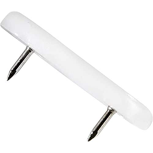 Adsamm® / 32 x Deslizante de plástico con clavo / 18x44 mm / blanco / rectangulares / Patas de muebles con clavo de la máxima calidad de Adsamm®