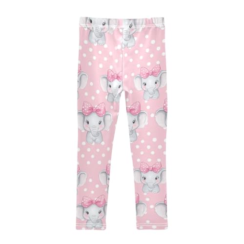 Wusikd Pink White Girls' Leggings Toddler Doodles Polka Dots Kids Yoga Pants Dance Active Tights 4T2