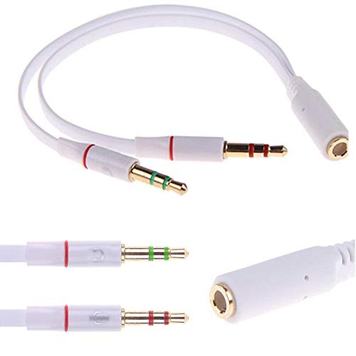 CABLESETC Gold Plated 2 Male to 1 Female 3.5mm Headphone Earphone Mic Audio Y Splitter Cable Cord Wire for PC Laptop (White)-image-36