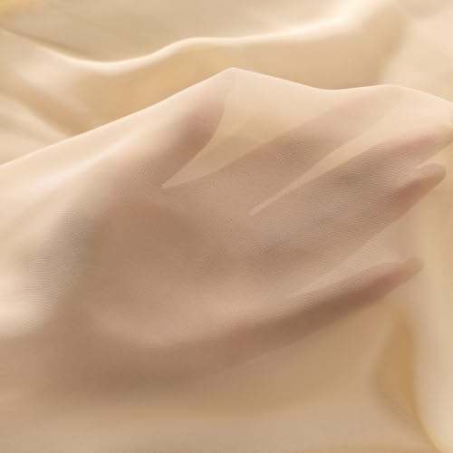 Image of MLMC Champagne Chiffon Fabric by The Yard Pre-Cut Sheer Chiffon Arch Fabric 5 Yards Airy Continuous Draping Panels 60 inch Wide for Wedding Backdrop Craft Ceiling Decor