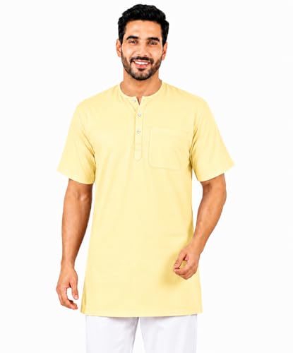 Image of Men's Cotton Halfsleeve Short Kurta for Summer
