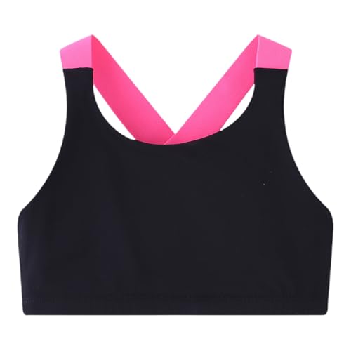 5-13Y Sports Bras for Girls Criss-Cross Back Padded Medium Support Yoga Bra Color Block Comfy Bralettes No Wire