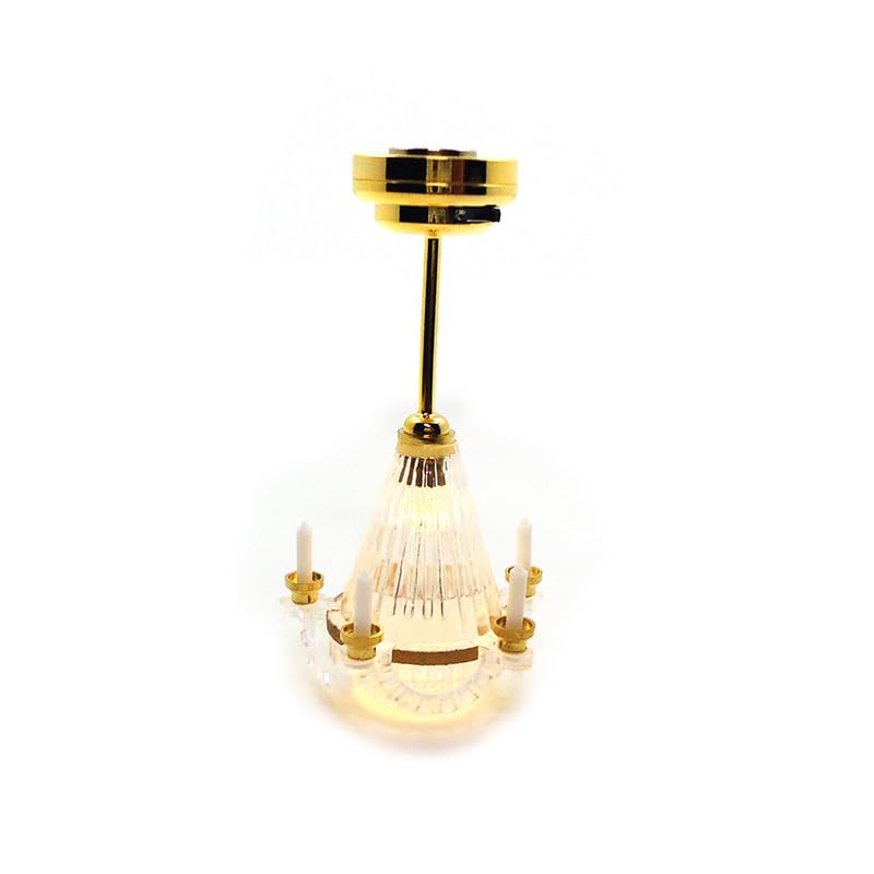 LED Mini Chandelier with 5 Candle Lights, Decorative Ceiling Light for Mini Dollhouse on Scale 1/12