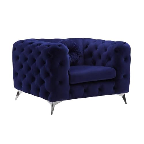 Sillón Azul de Tela con Estructura de Madera miniatura 3