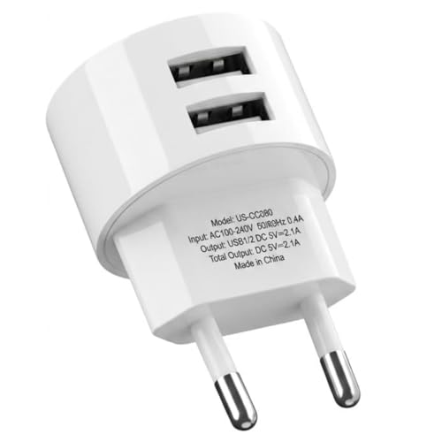 Dual-Port USB A Steckdosenadapter Flach 5V 2 1A Schnellladen USB Netzteil Mehrfachladegerät Kompakt für Steckdosen Kabeltrommeln für Smartphones Tablets eBooks MP3 MP4 Player Navi etc Geräte
