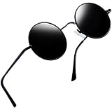 Joopin Polarized Round Sunglasses Circle Sun Glasses UV Protection Circular Shades for Men Women Costume (Black Simple Packaging)