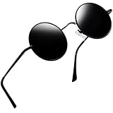 Joopin Polarized Round Sunglasses Circle Sun Glasses UV Protection Circular Shades for Men Women Costume (Black Simple Packaging)