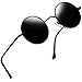 Joopin-Round Retro Polaroid Sunglasses Driving Polarized Glasses Men Steampunk (Black, Simple packaging)