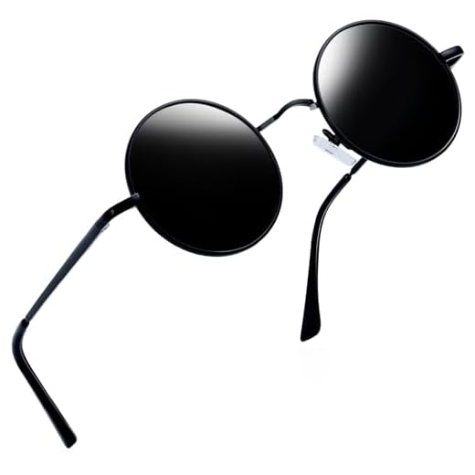 Óculos de Sol Redondos Femininos e masculinos Polarizados, Círculo Hippie Vintage Retrô Steampunk Armação de Metal Joopin Óculos de Sol para Mulheres e Homens com proteção UV (Preto)