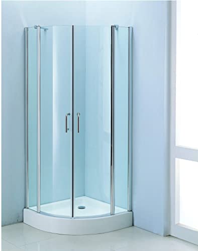 Mampara Ducha Semicircular QATAR 80x80x190CM Cristal 6MM Puertas Abatibles 2 Hojas Cierre Magnético