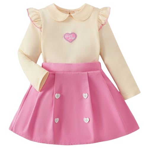 Image of Girls Valentine's Day Outfit Heart Love Print Sweatshirt Kids Girls Clothes Set