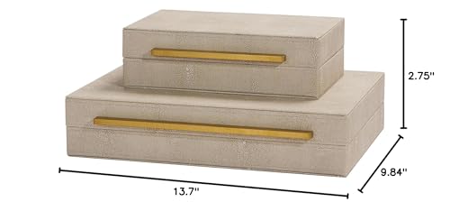 Generic Kingflux Ivory Shagreen Leather Set Of 2Pcs Decorative Boxes thumb #6
