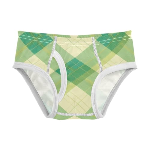 KLL Green Plaid Toddler Boy Comfort Training Underwear Breathable Children Undies