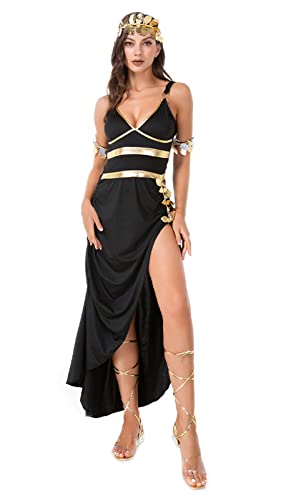 Image of Ulalaza Women's Cosplay Costume Cleopatra Greek Goddess Ancient Roman Warrior Uniform Outfit for Halloween Party