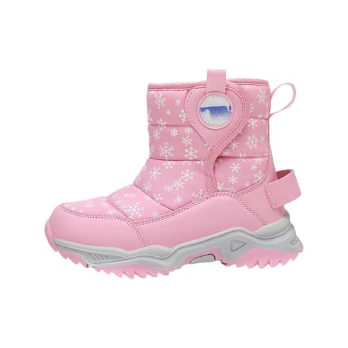Kids Boy Girl Snow Boots Winter Outdoor Water Proof with F𝐮r Lined Cold-Weather Mid Calf Snow Slip 𝗥esistant Boots
