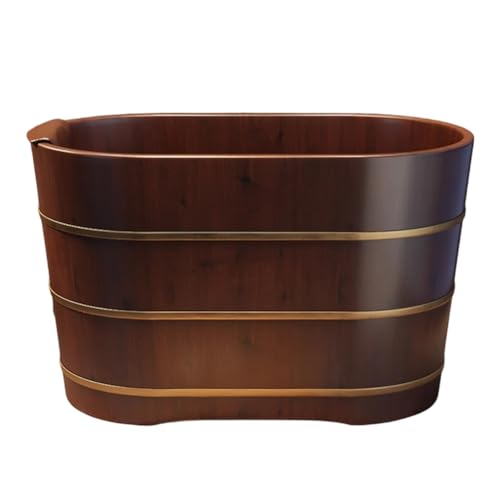 PP-Vic Pequeña Bañera Independiente De Madera Maciza,Bañera Japonesa Portátil De Primera Calidad con Desagüe Adecuada La Renovación De SPA Y Baños,Baño Relajante Y Experiencia,110cm/43.3in