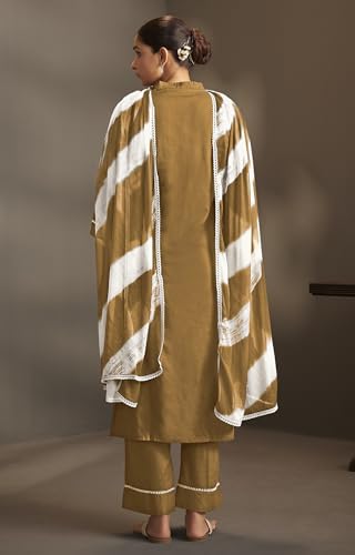 Image of DRESOUL Women Pure Cotton Schiffli Embroidered Kurta Set and Dupatta