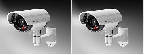 Technaxx Allemagne Outdoor Caméra de sécurité dôme factice CCD Cam Intérieur Réaliste Fausse Surveillance CCTV 1080p Rouge Clignotant LED Objectif...