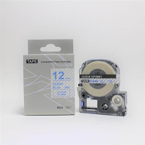 Fita Refil Compatível LK-4TLW LC-4TLW9 Transparente Incolor com letra Azul 12mm para Rotulador Epson