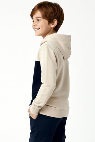 Image of Boys Hooded Sweatshirt, America Print, Cotton Blend, Long Sleeve, Navy Blue /Pink /Orange, Regular Fit