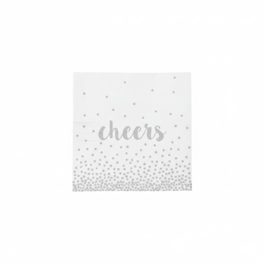 Serviettes en papier Cheers argentées 12.7 cm, lot de 20 pour éviter les taches de cocktail