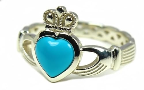 Image of Choose Your Color Natural Gemstone Irish Claddagh Silver Ring Friendship Love 55 Carat Brand Size 5 to 12