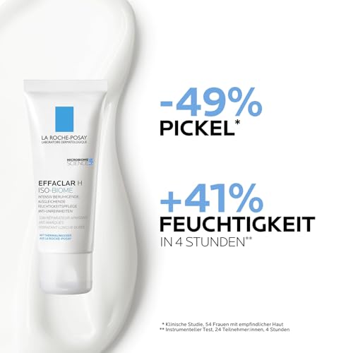 La Roche Posay Feuchtigkeitspflege bei austrocknender Akne-Behandlung, Mildert Unreinheiten und regeneriert, Mit Niacinamid und Provitamin B5, Effaclar H Iso-Biome, 40 ml