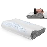 Ergonomic Cervical Pillow Pain Relief Memory Foam Neck Support Pillow for Neck Shoulder Pain Sleeping with Washable Pillowcase Orthopedic Contour Bed Pillows for Back Stomach Side Sleepers (Grey)